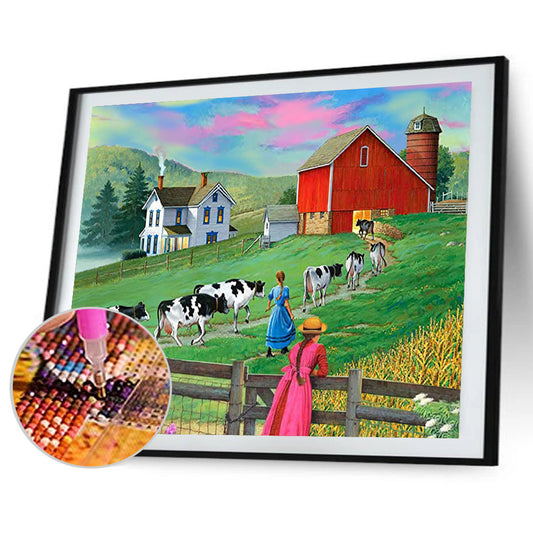 Manor Farm - Full Round Drill Diamond Painting 40*30CM