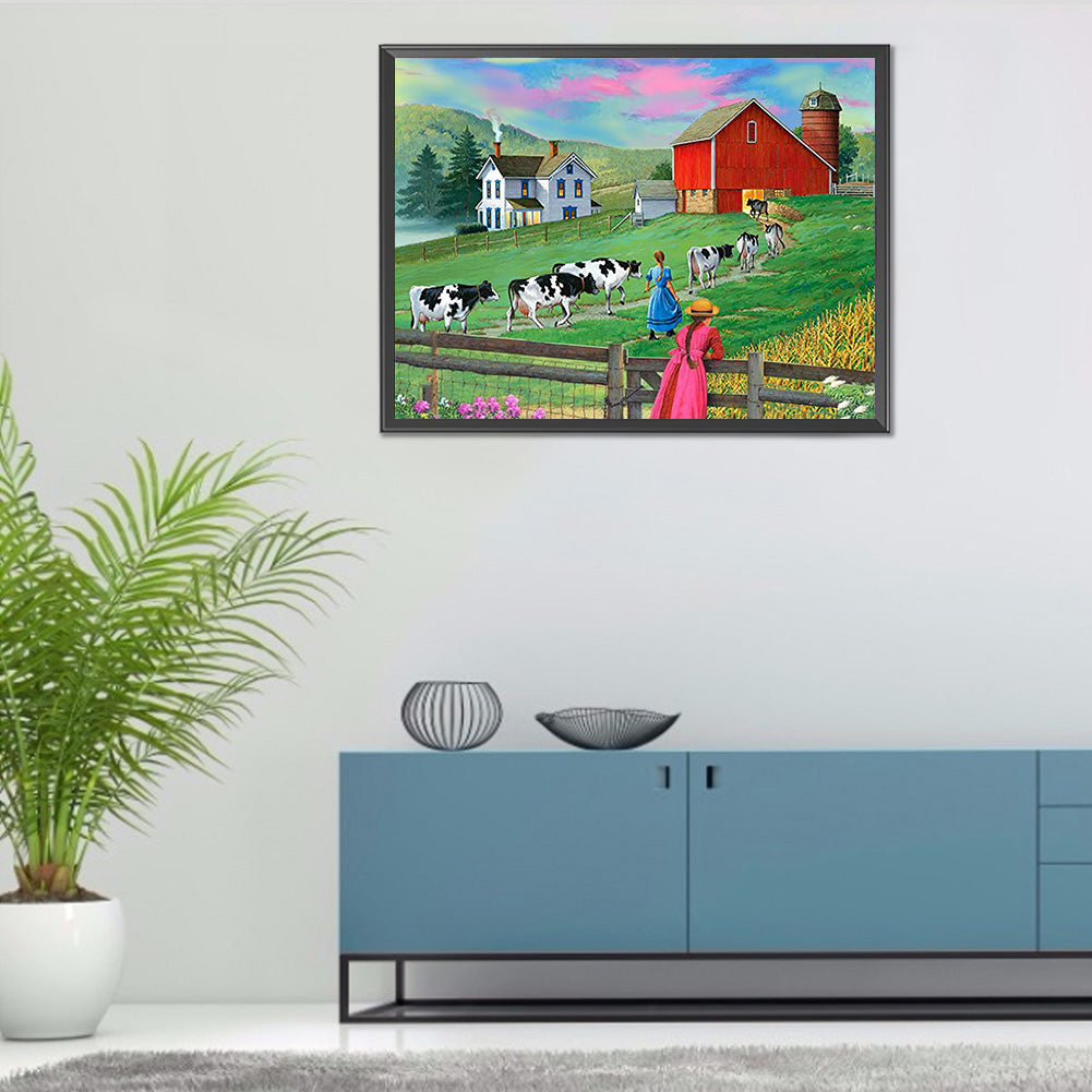 Manor Farm - Full Round Drill Diamond Painting 40*30CM