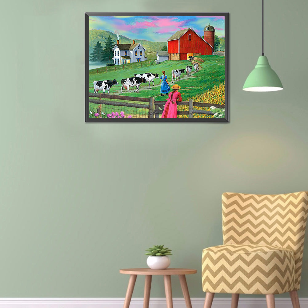 Manor Farm - Full Round Drill Diamond Painting 40*30CM