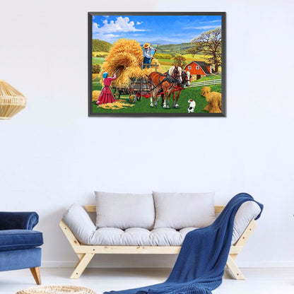 Manor Farm - Full Round Drill Diamond Painting 40*30CM
