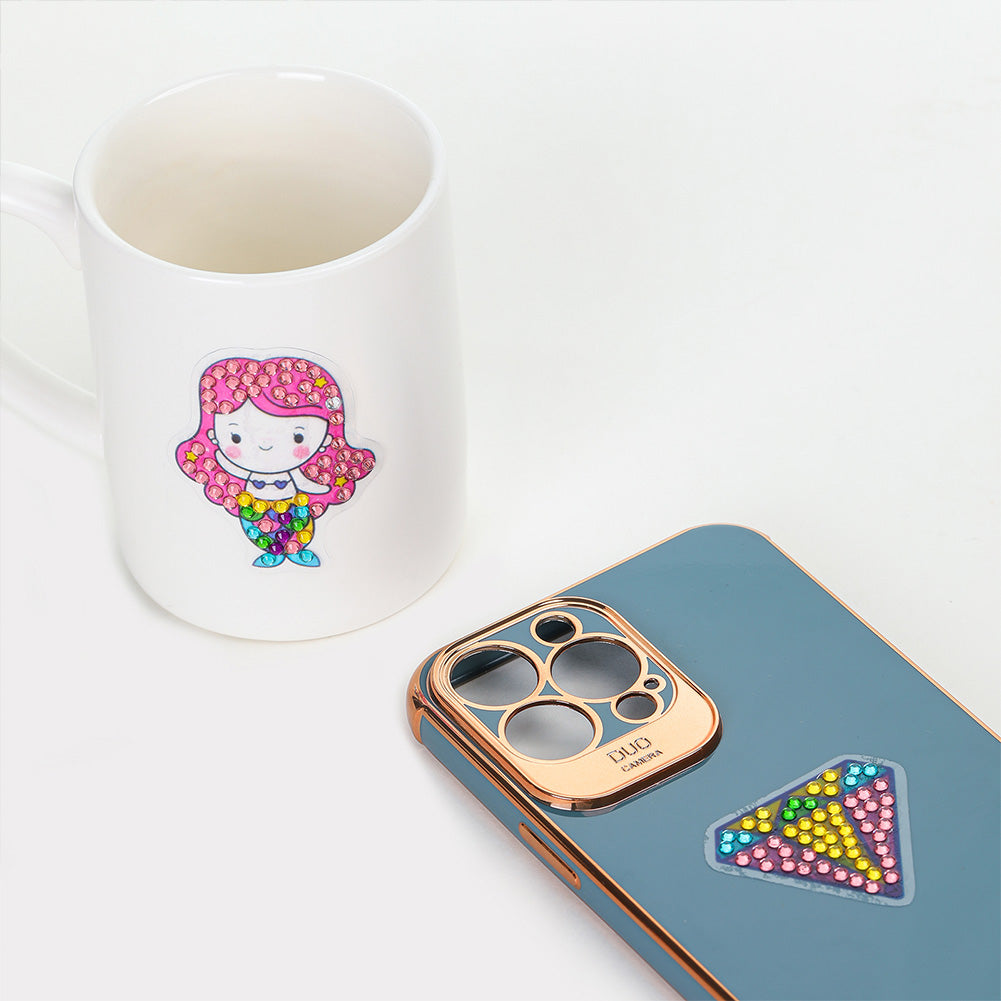 6pcs 5D Diamond Painting Stickers Kit DIY Cartoon Mosaic Cup Phone Decor