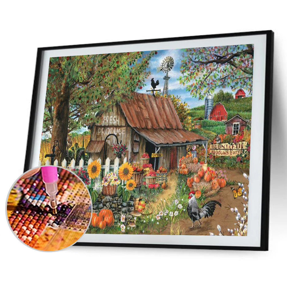 Rural House - Full Round Drill Diamond Painting 40*30CM