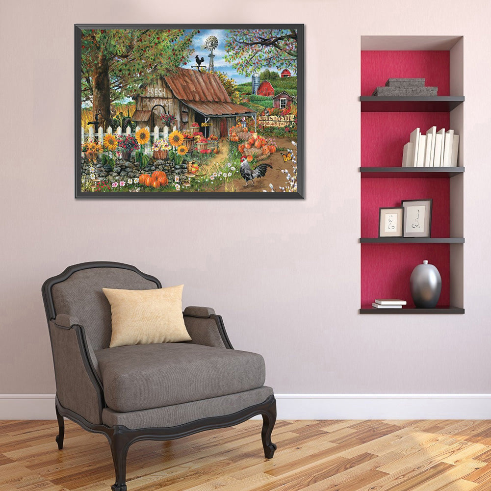 Rural House - Full Round Drill Diamond Painting 40*30CM
