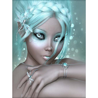 Blue Eye Shadow Girl - Full Round Drill Diamond Painting 40*50CM