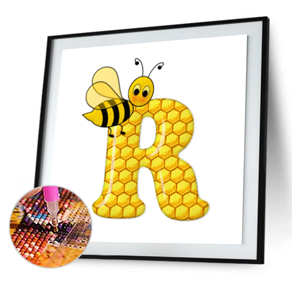 Bee Letter R - Full Round Drill Diamond Painting 30*30CM