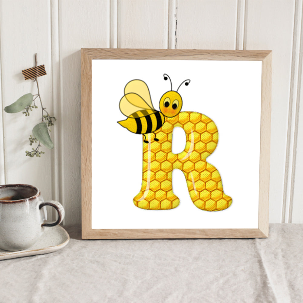 Bee Letter R - Full Round Drill Diamond Painting 30*30CM