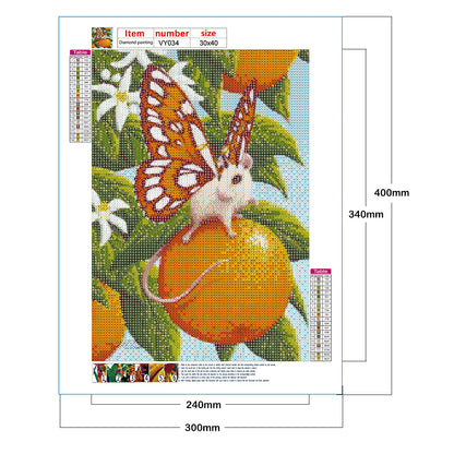 Butterfly Mouse - Full Round Drill Diamond Painting 30*40CM