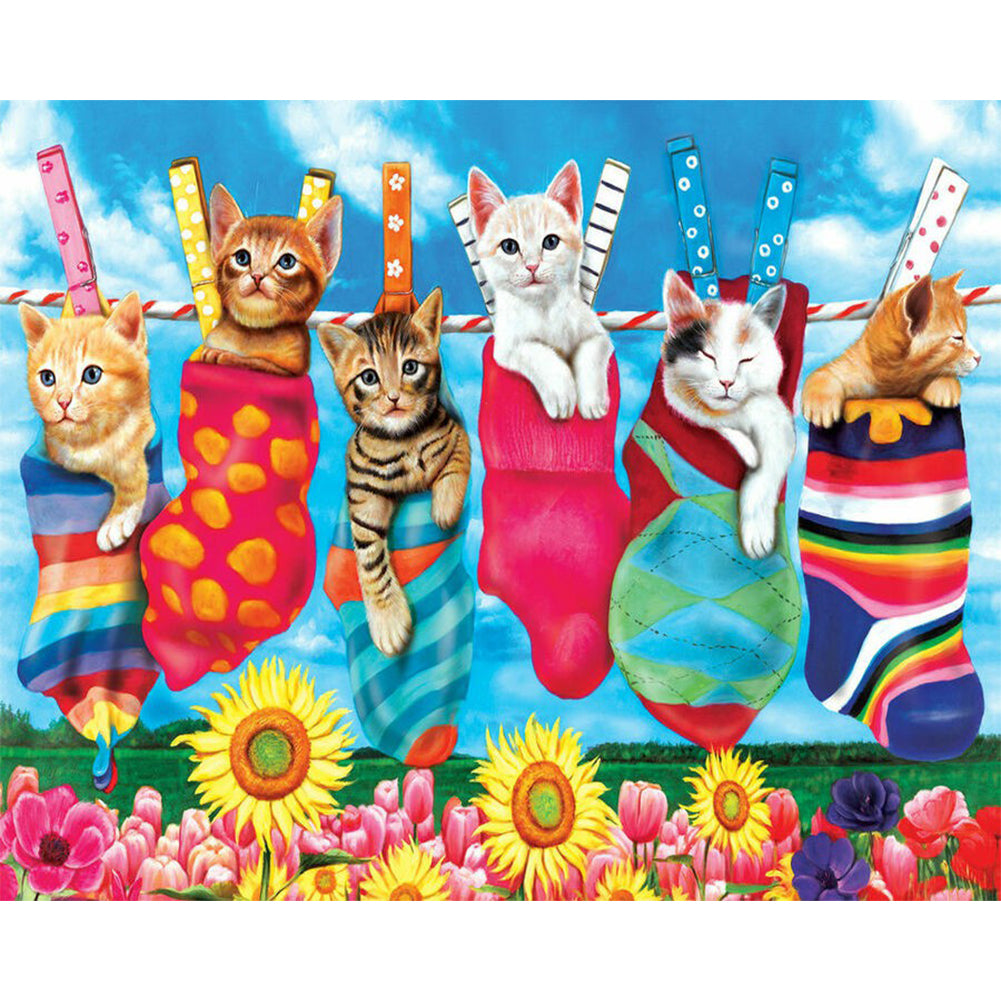 Cat Cat - Full Round Drill Diamond Painting 50*40CM