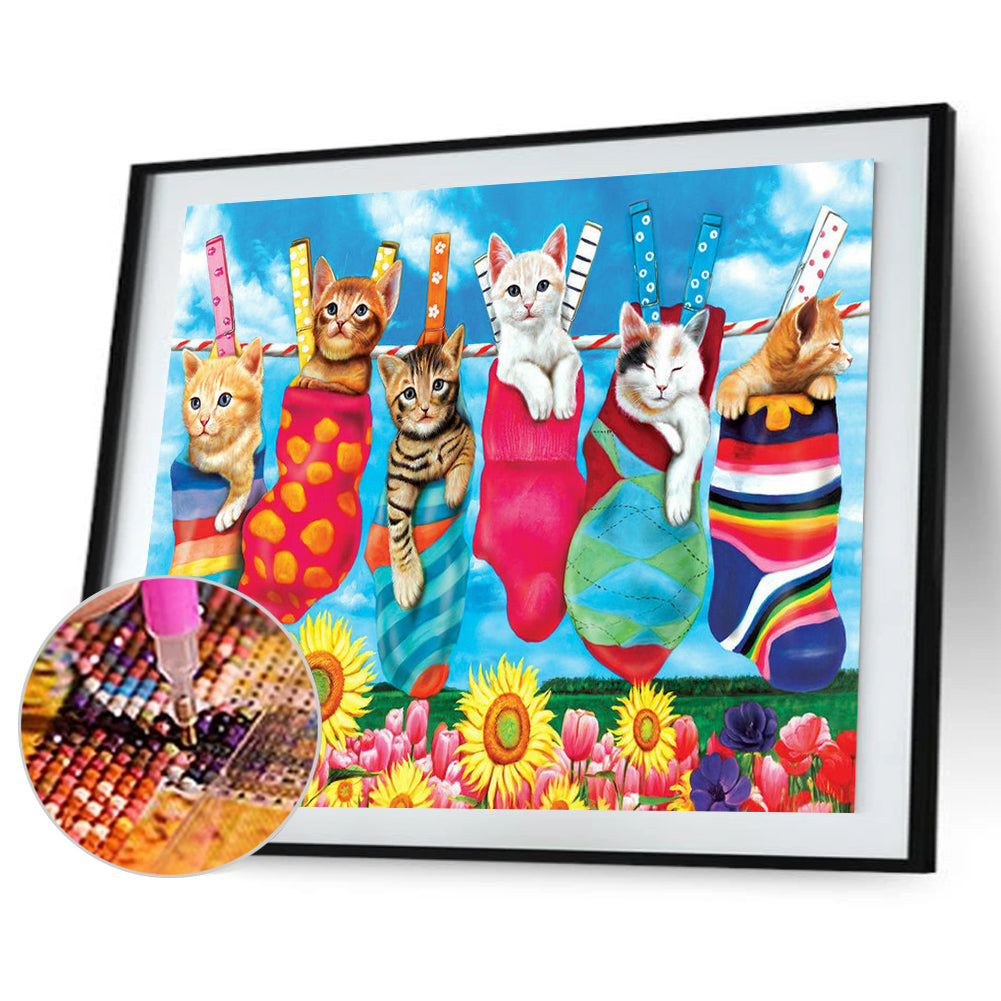 Cat Cat - Full Round Drill Diamond Painting 50*40CM