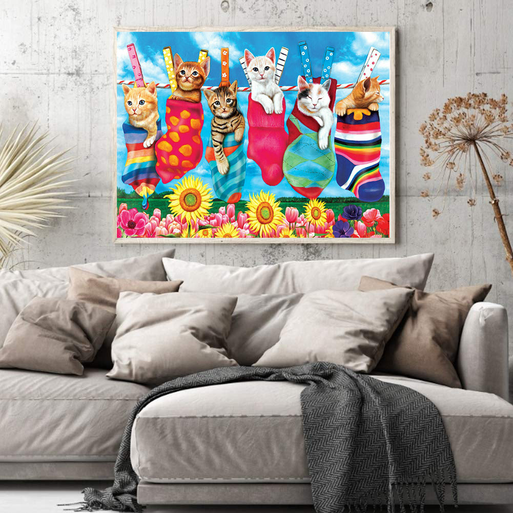 Cat Cat - Full Round Drill Diamond Painting 50*40CM