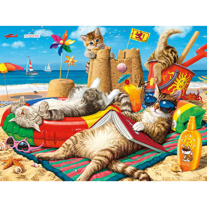 Cat On The Beach - Full Round Drill Diamond Painting 40*30CM