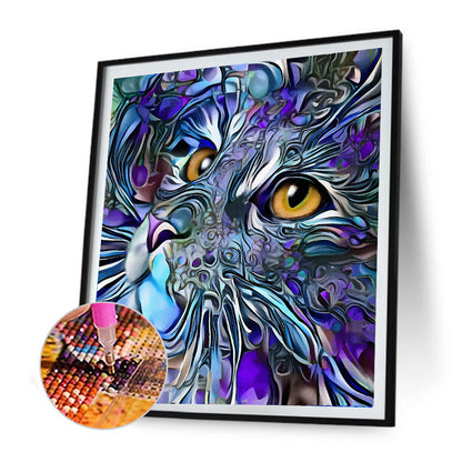 Purple Cat - Full Round Drill Diamond Painting 30*35CM