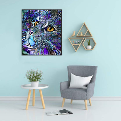 Purple Cat - Full Round Drill Diamond Painting 30*35CM