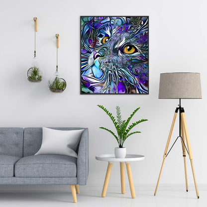 Purple Cat - Full Round Drill Diamond Painting 30*35CM