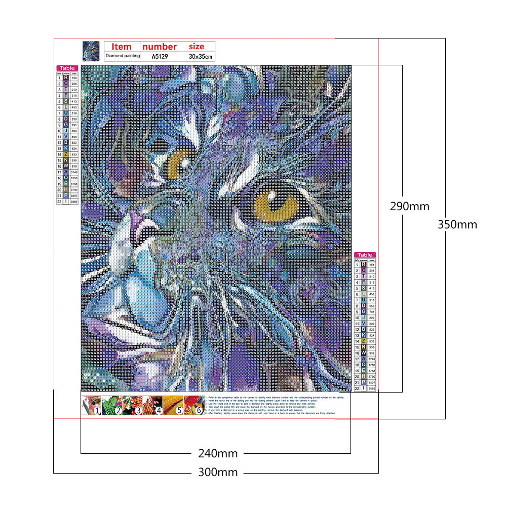 Purple Cat - Full Round Drill Diamond Painting 30*35CM