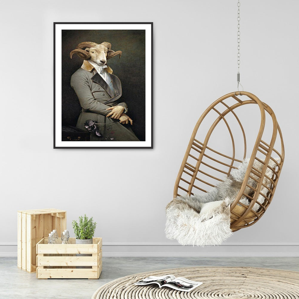 Gentleman Sheep - Full Round Drill Diamond Painting 30*40CM