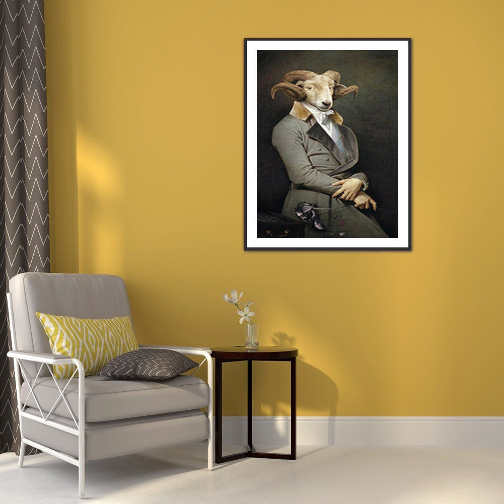 Gentleman Sheep - Full Round Drill Diamond Painting 30*40CM