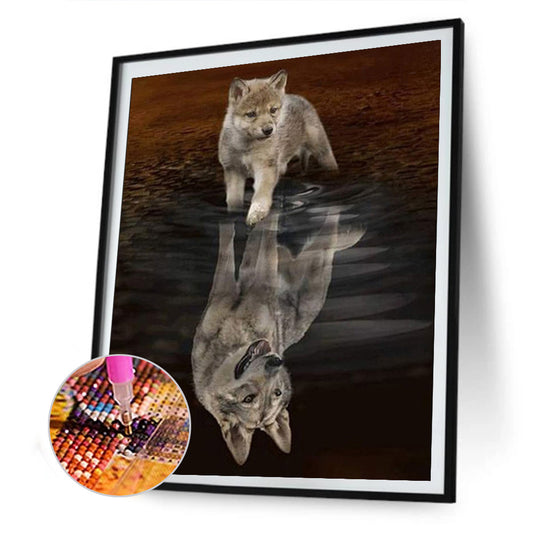 Wolf Reflection - Full Round Drill Diamond Painting 30*40CM