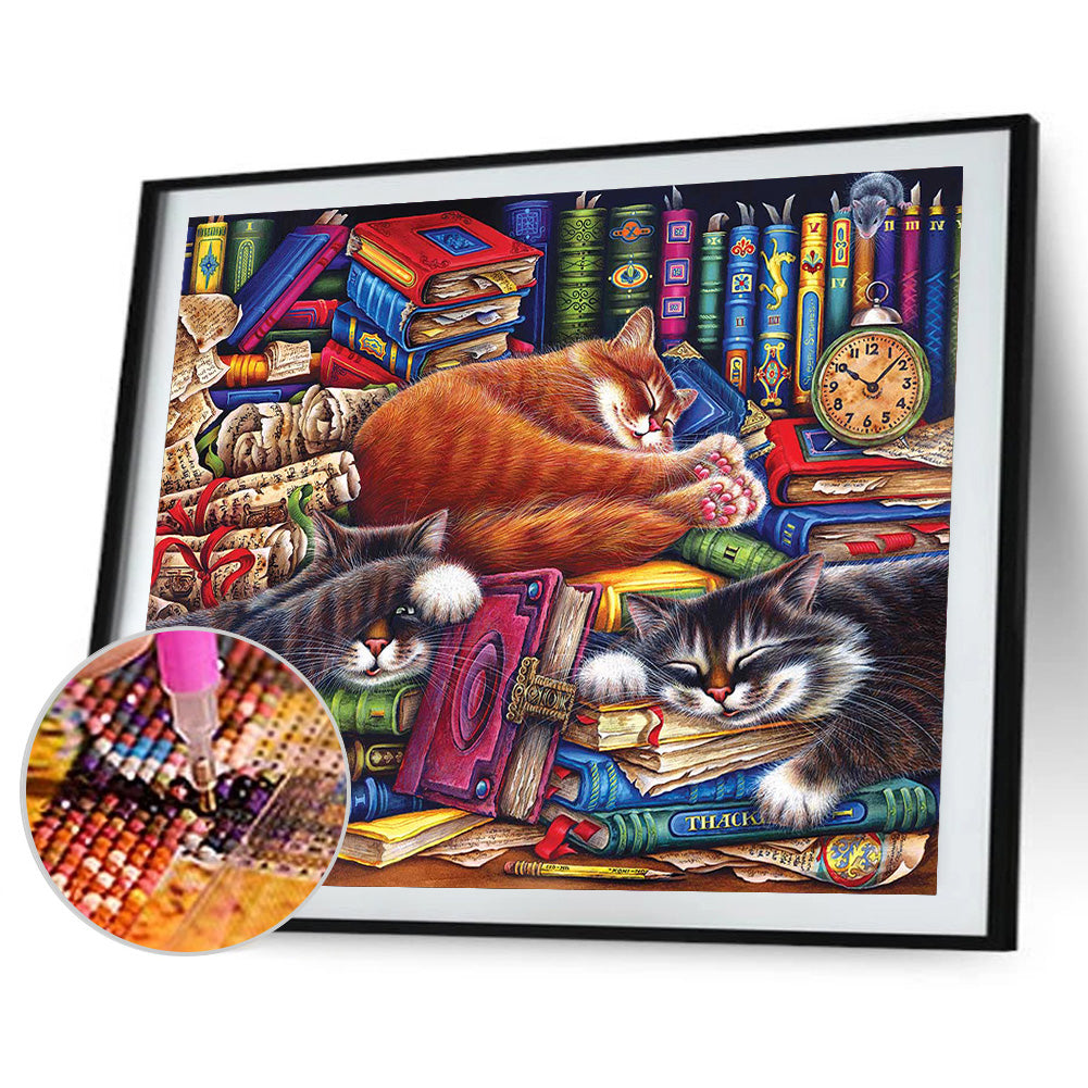 Cat On Desk - Full Round Drill Diamond Painting 60*50CM