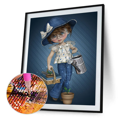 Cartoon Girl - Full Round Drill Diamond Painting 30*40CM