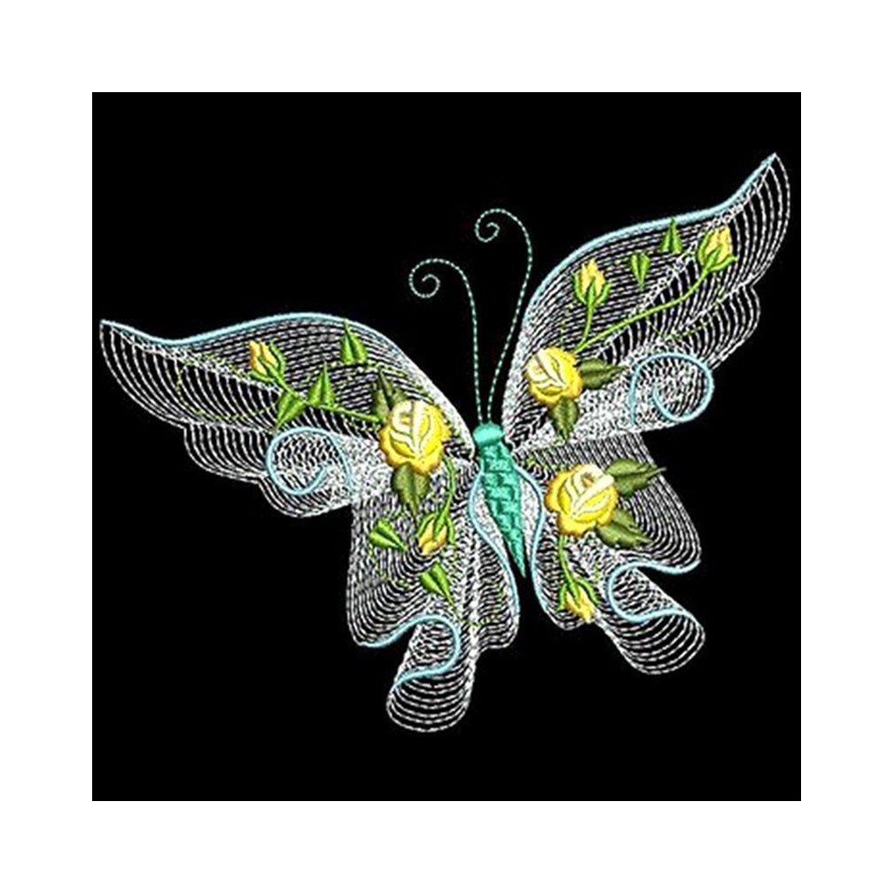 Embroidered Butterfly - Full Round Drill Diamond Painting 30*30CM