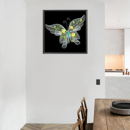 Embroidered Butterfly - Full Round Drill Diamond Painting 30*30CM