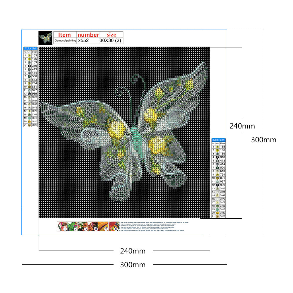 Embroidered Butterfly - Full Round Drill Diamond Painting 30*30CM