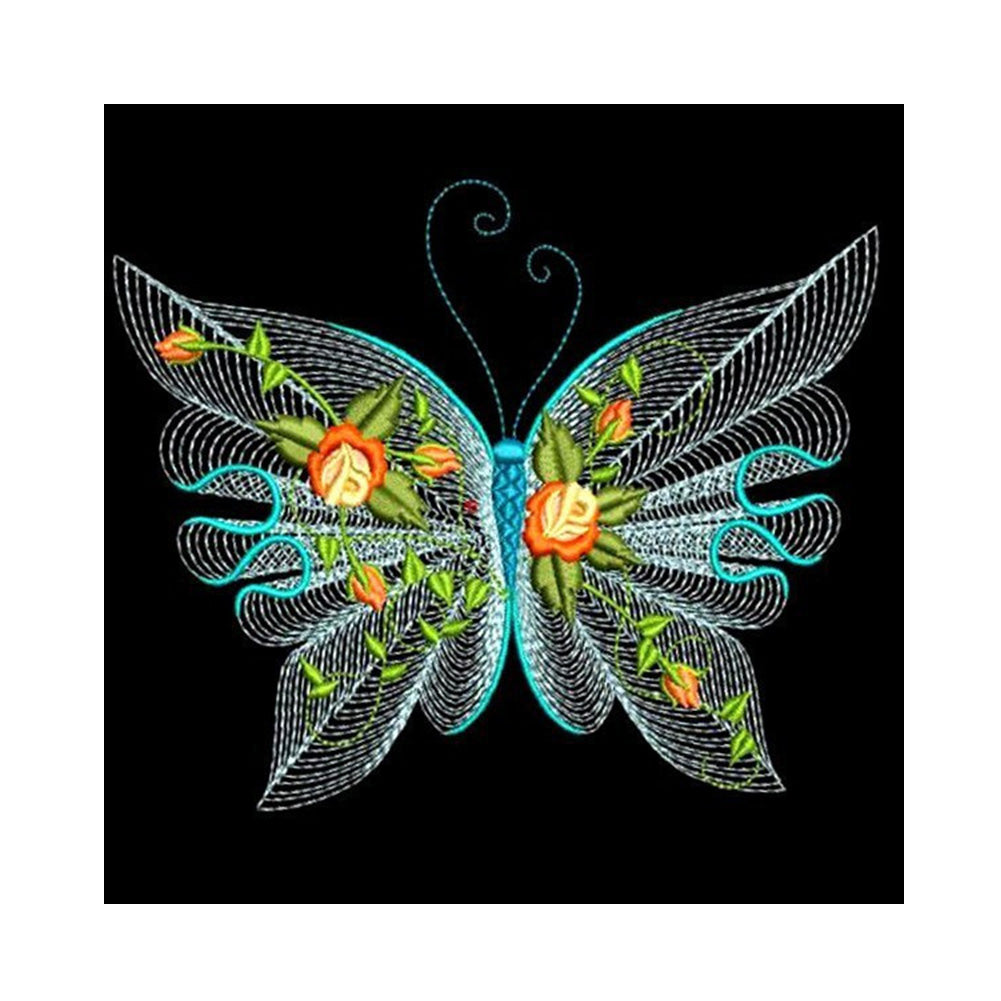 Embroidered Butterfly - Full Round Drill Diamond Painting 30*30CM