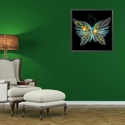 Embroidered Butterfly - Full Round Drill Diamond Painting 30*30CM