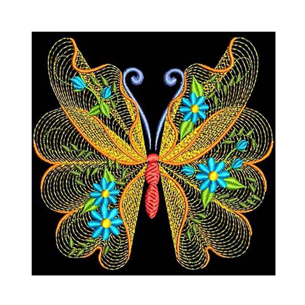 Embroidered Butterfly - Full Round Drill Diamond Painting 30*30CM