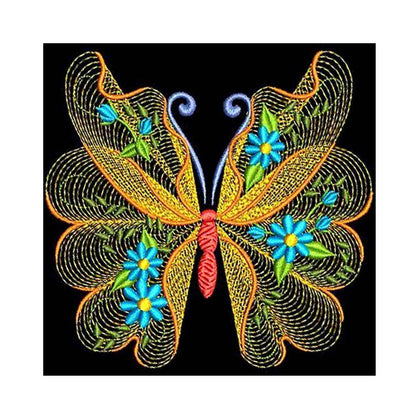 Embroidered Butterfly - Full Round Drill Diamond Painting 30*30CM