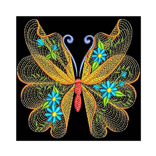 Embroidered Butterfly - Full Round Drill Diamond Painting 30*30CM