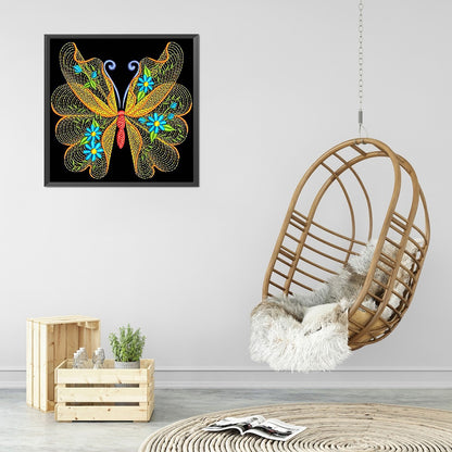 Embroidered Butterfly - Full Round Drill Diamond Painting 30*30CM