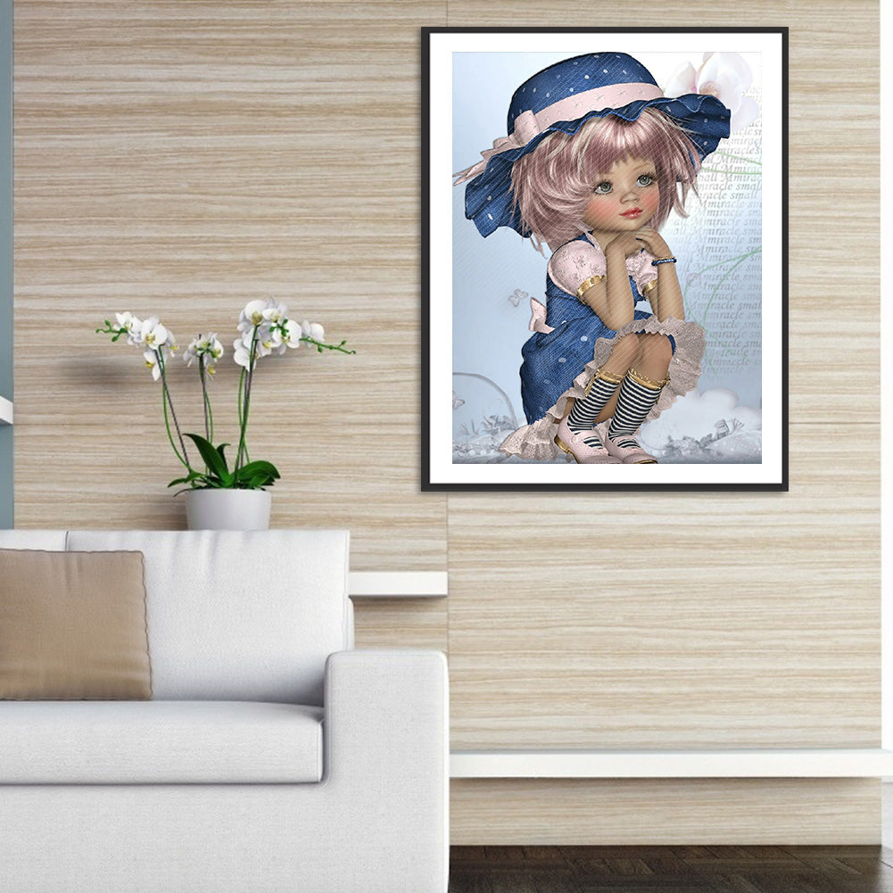 Girl In Top Hat - Full Square Drill Diamond Painting 50*60CM