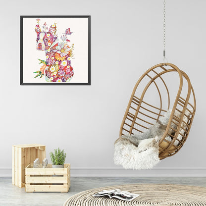 Flower Dog - Full Round Drill Diamond Painting 30*30CM