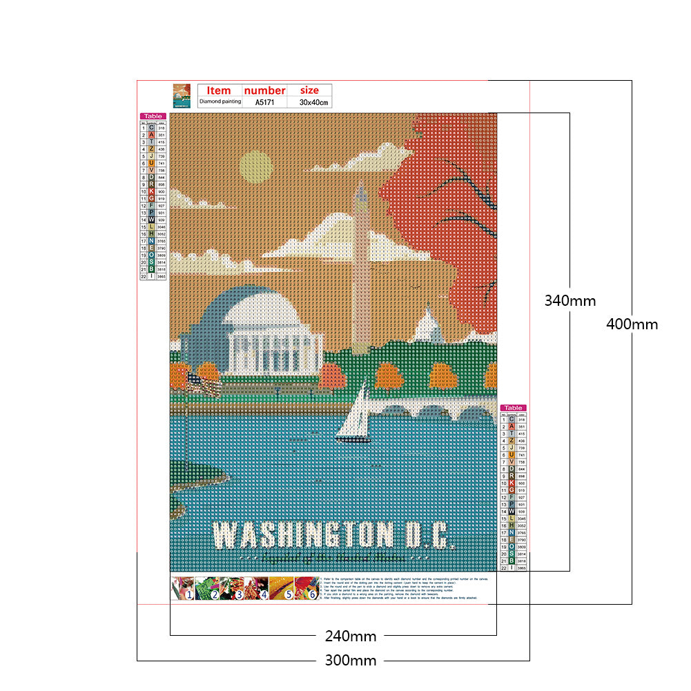 Washington - Full Round Drill Diamond Painting 30*40CM