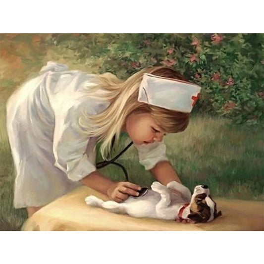 Little Girl Nurse - Full Round Drill Diamond Painting 40*30CM