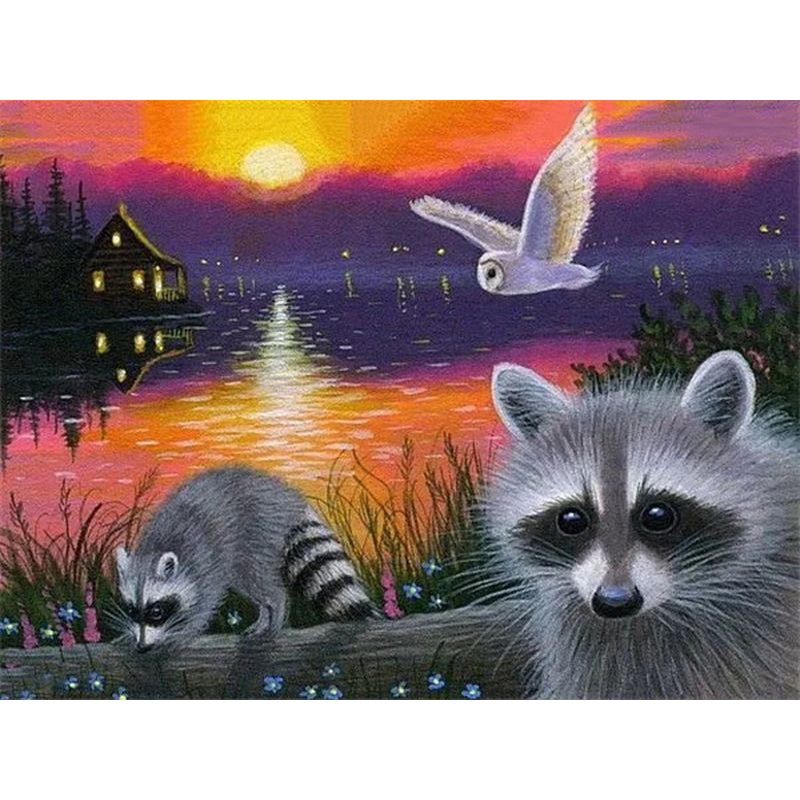 Raccoon - Full Round Drill Diamond Painting 40*30CM