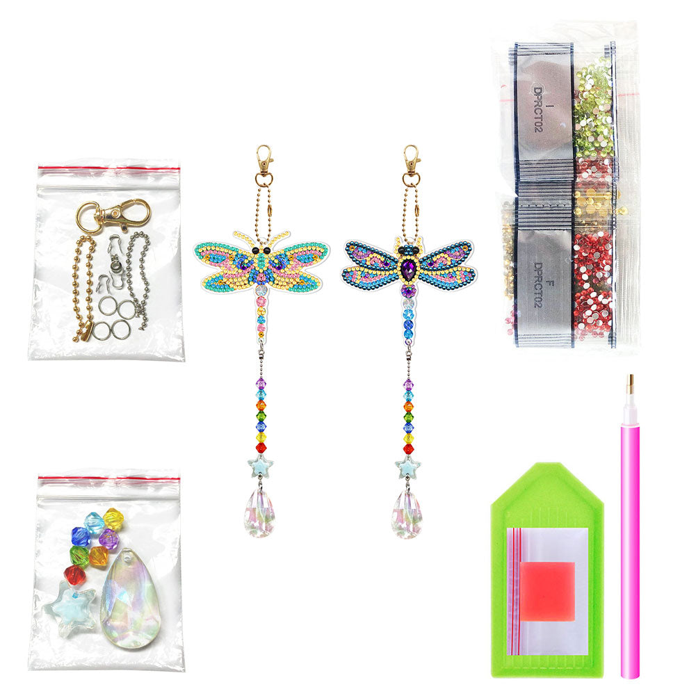 2pcs 5D Diamond Painting Double-sided Drill Pendant Bag Keychain Jewelry