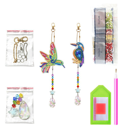 2pcs 5D Diamond Painting Double-sided Drill Pendant Bag Keychain Jewelry