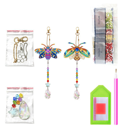 2pcs 5D Diamond Painting Double-sided Drill Pendant Bag Keychain Jewelry