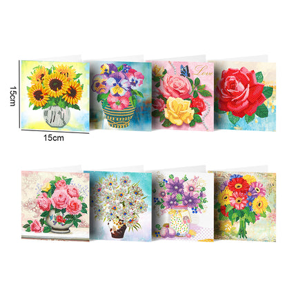 8pcs DIY Diamond Painting Greeting Cards Mosaic Thanks Birthday Postcards