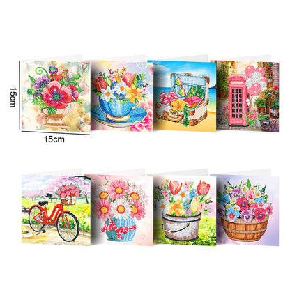 8pcs DIY Diamond Painting Greeting Cards Mosaic Thanks Birthday Postcards