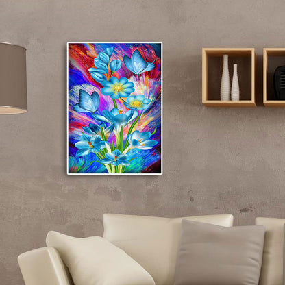 Blue Flowers - Full Round Drill Diamond Painting 30*40CM