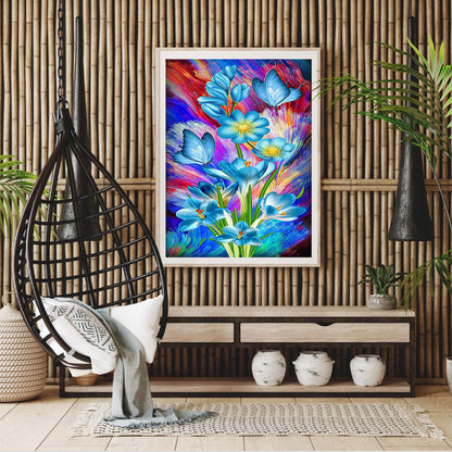 Blue Flowers - Full Round Drill Diamond Painting 30*40CM