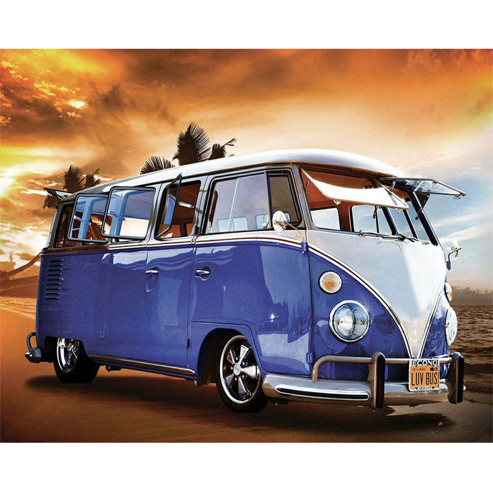 Blue Bus - Full Round Drill Diamond Painting 40*30CM