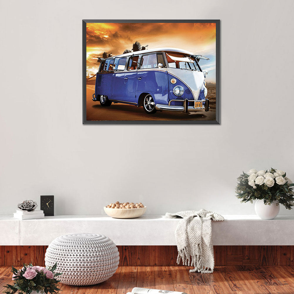 Blue Bus - Full Round Drill Diamond Painting 40*30CM