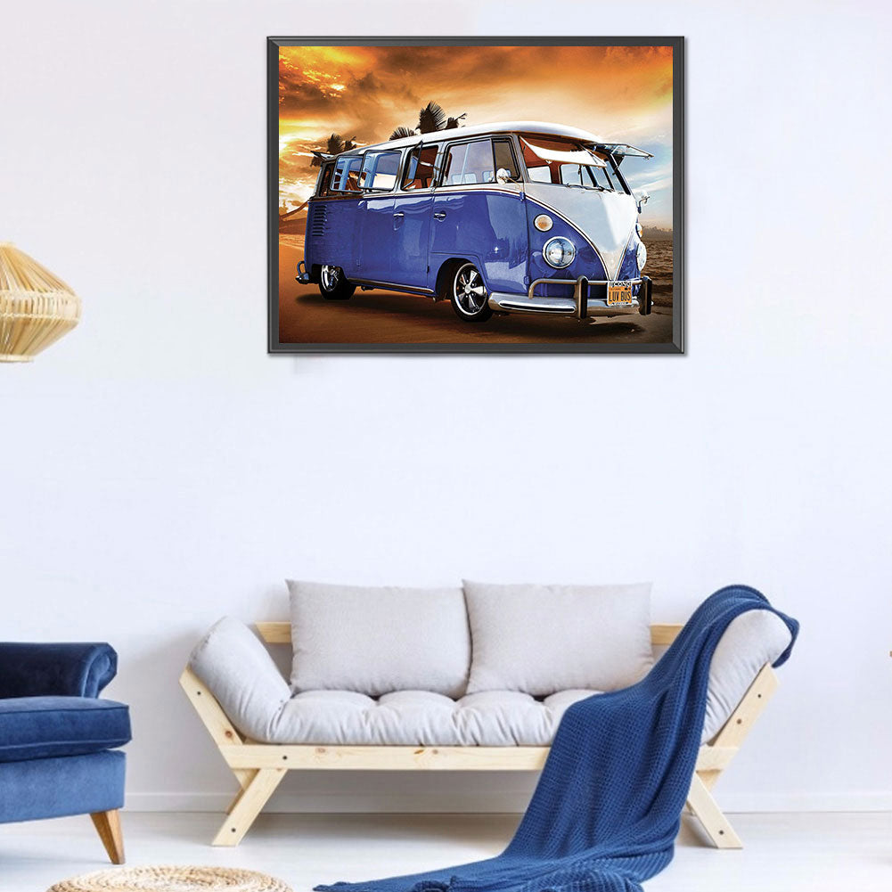 Blue Bus - Full Round Drill Diamond Painting 40*30CM