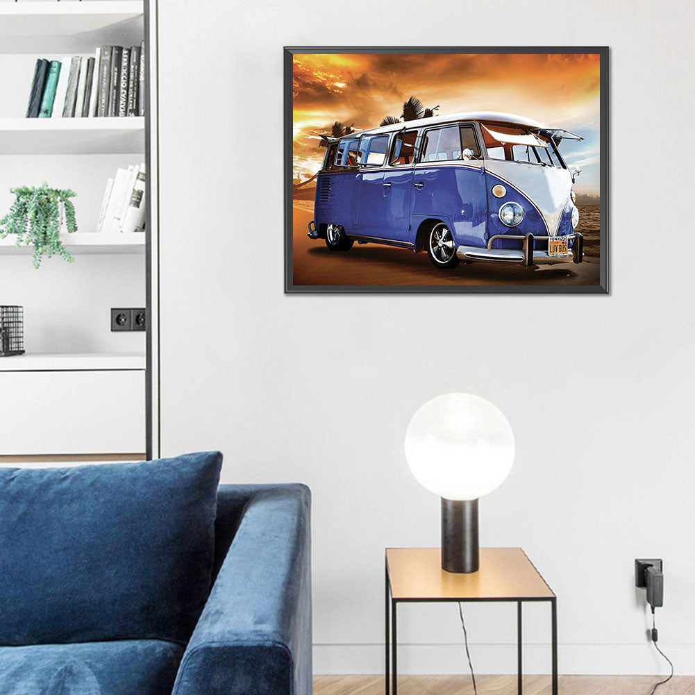 Blue Bus - Full Round Drill Diamond Painting 40*30CM