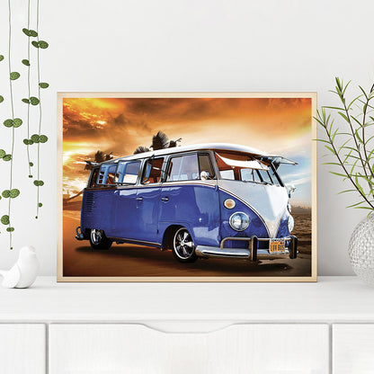 Blue Bus - Full Round Drill Diamond Painting 40*30CM